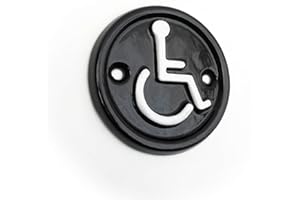 Jones & Grey - 'DISABLED' Round Vintage Style Cast Metal Wall Door Toilet Sign