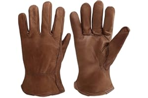 OLSON DEEPAK Rękawice robocze ze skóry dla kierowcy/motocykla/jazdy konnej/pracy na podwórku/gospodarstwie, miękkie i idealne dopasowanie, dla mężczyzn i kobiet