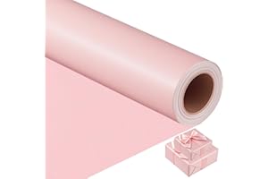 HBell Pink Wrapping Paper Roll,43cm x 10m Pearly-Lustre Gift Wrapping Paper,Dual-Sided Pink Wrapping Paper for Birthday,Christmas,New Year,Party,Wedding,Baby Shower,Valentines