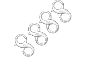 ALEXCRAFT 4Pcs Silver Lobster Clasp Necklace Connector Double Opening Lock Necklace Clasp for Jewelry Making