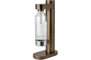 Stelton Brus Sparkling Water Maker with bottle – Premium CO₂ carbonator for water, adjustable fizz level, Scandinavian design, Dark Brown Metallic