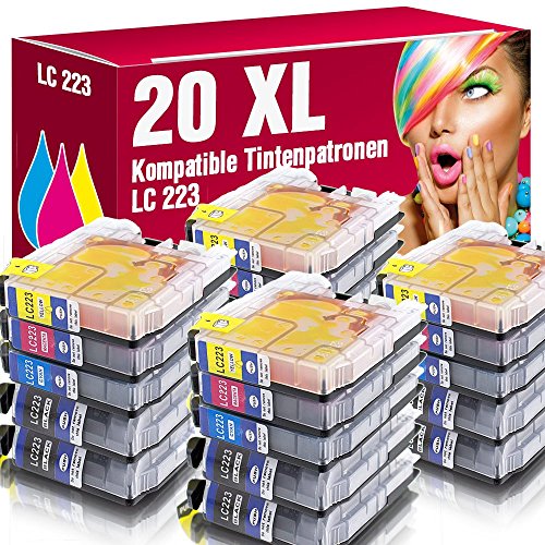 ms-point® multipack 20 kompatible Patronen für Brother DCP-J4120DW MFC-J4420DW MFC-J4425DW MFC-J4620DW MFC-J4625DW MFC-J5320DW MFC-J5600Series MFC-J5620DW MFC-J5625DW MFC-J5720DW LC223BK LC223C LC223M LC223Y