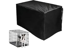 BAITANG Soundproof Ventilated Pet Keneel Durable Double Door Polyester Cloth Air Flow/Universal Fit For Wire,Black,42inches