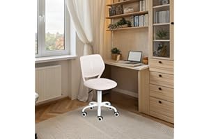 FurnitureR Teenage, Height Adjustable Armless Task, Colourful Study for Home and Computer, Ergonomic & Swivel Office Chair, 40,5 x 44 x 87 cm, Morandi Beige, Metal, 44 x 40 x 87 cm