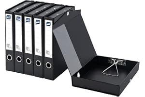 Hotyin A4 Box File 6 Pack - 50mm Spine - Box Files with Magnetic Closure & Clip, Foldable Document Organiser for Office, Home, School (Black)