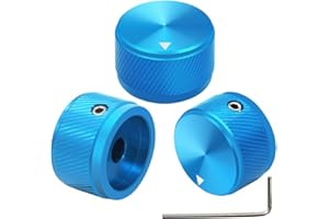 mxuteuk 3Stück Gitarre Knöpfe Blau Aluminium Rotary Potentiometer Drehknoepfe für E-Gitarren Bassschraube Ersatzteil Typ25x15,5mm(d * h) KNOB-06-25BU