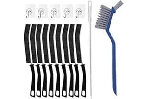 ZANDIA 11 Cepillos Limpieza Hogar + 5 Colgadores Adhesivos | Cepillo para Limpiar Juntas | Cepillo Limpieza Grietas | Cepillos Cerdas Duras Rincones | Limpieza Baños, Cocinas, Azulejos (16, Negro)