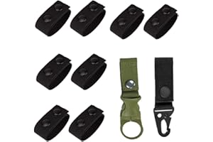 KNOWING Belt Keeper, 8 Stück Duty Belt Keeper, Gürtelhalter Nylon Snap Belt Keepers, Schnappgurthalter, mit 2 Tactical Hanging Belt Karabiner, für Outdoor Sports Camping Police Militärausrüstung