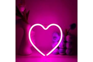 YUEYYNS Coeur Néon Enseigne Pink Neon Sign LED Néon Enseigne Néon Alimenté par USB ou Batterie pour Enfants Maison Restaurant Dortoir Décoration Murale