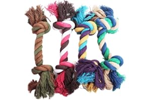 Brussels 08 Lot de 5 jouets à mâcher pour chien en coton tressé avec nœud en corde lavable pour nettoyage des dents Couleur aléatoire