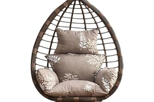 TIELAG Hanging Basket Chair Cushion, Garden Swing Cushion, Outdoor Egg Chair Cushion Hammock Chair Pads with Head Pillow, Seat Cushion Only, F