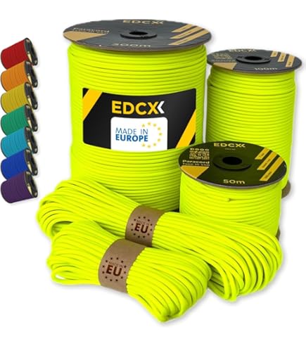 BNGXR Fluorescerend paracord 550, lichtgevend touw, paracord, koorden, 31 m, nylon tenttouw, diameter paracor 4 mm, multifunctioneel touw, gevlochten gebreid touw voor campingluifeltent