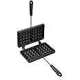 KitchenCraft Waffle Iron with Non Stick Coating, Waffle Iron Stove Top, Simple and Convenient, Black
