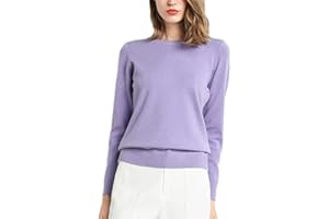 BIUBIULOVE FA Cashmere Crew Neck Sweater, Cashmere Sweaters for Women, Cashmere Long Sleeve Crew Neck Soft Warm Pullover Knit Jumpers