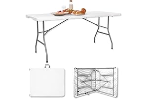 GAWENTINY 6FT Garten Klapptisch Gartentisch Stabil Klappbar Wetterfest Tragbar Garten Terrasse Balkontisch Falttisch Buffettisch Tapeziertisch für Outdoor Camping BBQ Grill