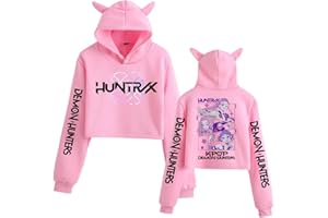 Pdaidou Sweats À Capuche Kpop D-De-Mon H-Hunters Merch Oreille De Chat Sweats À Capuche Courts Mode Filles Mignon Sweat À Manches Longues Hauts Décontractés Hoodie