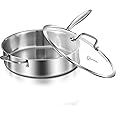 LOLYKITCH Whole Body Tri-Ply Stainless Steel 5.5 QT Sauté Pan with Lid,12 Inch Deep Frying Pan,Jumbo Cooker,Dishwasher and Oven Safe,Detachable Handle.