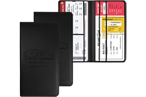 HIIXHC Car Registration and Insurance Card Holder - Leather Vehicle Glove Box Automobile Documents Paperwork Wallet Case Organizer for ID, Driver's License, Key Contact Information Cards - Men&Women, 2PCS