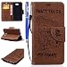 Produktbild EUWLY Lederhülle für [Huawei Y5 II / Huawei Y6 II compact], Lederhülle Brieftasche Case Hülle Ledertasche für Huawei Y5 II / Huawei Y6 II compact, Retro Niedlich Karikatur Bär Muster PU Leder Handyta