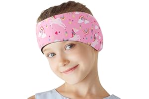 SSKHE Swimming Headband for Kids Adults, Cartoon Waterproof Adjustable Headband Ear Band Bathing Swimmer Ear Protection (Pink, One Size)