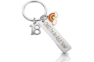 Prasacco Keychain 18th Birthday Gifts for Girls/Boys, Stainless Steel OMG! I'm An Adult Now! Keychain 18th Birthday Keyring Birthday Gift Keychain Keyring gifts fort Best Friend Christmas (1)