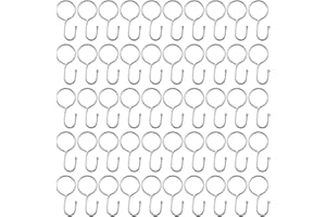 UMCHU 50 Stück Vorhanghaken, Silberne vorhanghaken, Einteilige Vorhanghaken,Drapierungshaken, für die meisten Vorhänge, die Vorhanghaken benötigen