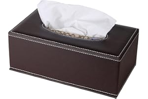 XNONE Soporte para caja de pañuelos, cubierta de caja de pañuelos de piel, caja de papel rectangular moderna, fondo reforzado con imanes, apto para casa, hotel, restaurante, oficina, coche (marrón)