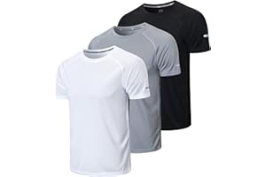 HUAKANG 3 Pack T Shirts Men Breathable Sport Shirts Men Cool Dry Running Tops Short Sleeve Gym Tops Athletic for Men