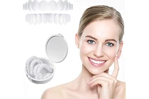 AP.DISHU CDBK Dentiere a Faccette Istantanee Denti Finti Denti per Protesi a Sorriso Seghettato Superiori e Inferiori Denti Cosmetici Finti Temporanei a Bretelle di Copertura Faccette Dentali, 1 Paia