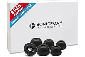 SONICFOAM Memory-Schaum-Ohrhörer-Aufsätze – Prämie Geräuschisolierung, Ersatz-Ohrhöreraufsätze aus Schaumstoff, 10 Stück für Airpods Pro 1 & 2 (SFAIR S/M/L, Schwarz)