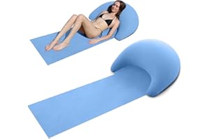 ROUSKY Beach mat with Inflatable Pillow, Portable mat, 70X30Inch (Blue)