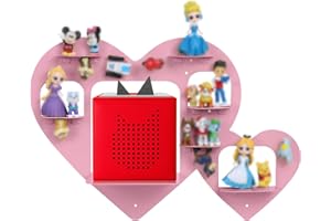 Riuog Shelf for Tonies & Toniebox,Tonie Doll Storage, Wall-Mounted Shelf for Kids Room, Magnetic Metal Rack with Heart Design for Girls and Boys, Accessories for Toniebox Starter Set (Pink)