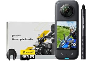 Insta360 X3 Kit Motero - Cámara de acción 360 Resistente al Agua, Sensor de 1/2", 5.7K 360, Fotos 72MP, estabilización, Pantalla táctil de 2.29", edición por IA, Live Streaming, Webcam