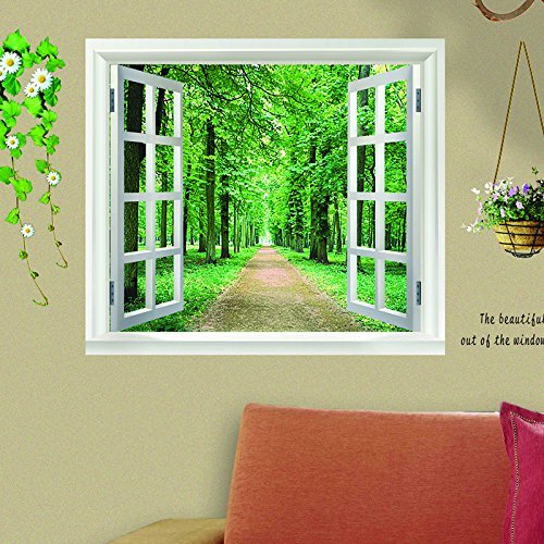 Preisvergleich Produktbild outflower selbstklebend Wandtattoo schönen Landschaft Außerhalb des Fensters Aufkleber-Inneneinrichtung (60 * 90 cm)