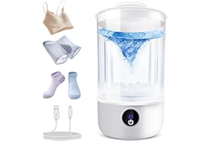 LUODIRGB Underwear Washing Machine | Rechargeable 1L Portable Mini Washer | Deep Cleaning of Socks, Baby Clothes, Small Loads | Lightweight and Compact for Apartment, Dorm, Hotel, Travel, RV (White)