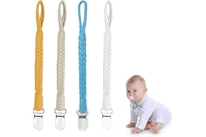 FAMIDIQGO 4 Stück Schnullerkette Baby for Junge, BPA-FREI Schnuller Halter Leinen Set, Passt Alle Schnuller Baby Zahnen Spielzeug, Baby Dusche (Für Kinder)