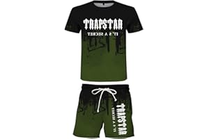 GÉNÉRIQUE Trapstar Survêtement de sport 2 pièces pour homme Printemps été 2024 Léger Unisexe Jogging Ensemble de loisirs Ensemble femme Top à Manches Courtes et Short D'été Survêtement 2 Pièces T-Shirt