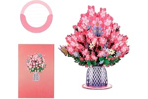 Gnovldg Pop Up-kort, körsbärsblommor, födelsedagskort dam | 30 x 15 cm 3D popup-kort, körsbärsblommor födelsedagskort, för ma