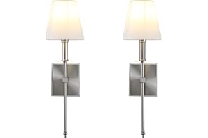 Yosoan Lighting 2 Sets of Vintage Loft Bar Modern Linen Lampshade Wall Light Fittings, Hotel Beside Bed Wall Lamp E27 Screw (Brushed)