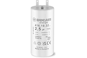 VOLET TECH Condensateur 2,5 uF pour Volet Roulant SOMFY, SIMU, NICE - Réparation pour Moteur de Haute Qualité 6Nm à 8Nm - Condensateur avec Cosses Faston 2,8mm pour Moteur de Volet et Store - 10 000 Heures