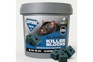 SISI UK Rat & Mouse Poison Bait Blocks Max Strength Single-Feed Rodent Killer – Fast-Acting All-Weather Blocks Brodifacoum 0.0025% Indoor & Outdoor Use Mouse Killer Must Be Used in a Bait Station 300g