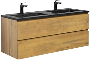 Badplaats B.V. Mobile Bagno Angela 120 cm Rovere - Lavello Nero - Mobile Base per lavandino del Bagno