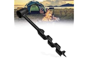 LANSKYLAN Perceuse à Tarière Manuelle en Spirale Perceuse à Main pour Travail du Bois Foret de Survie Manuel en Acier Carbone Outils de Survie Jungle à Tête Filetée pour Camping Aventure Randonnée