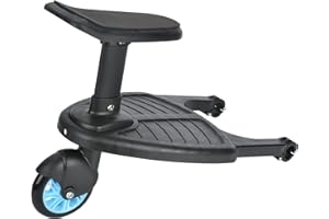Shoze Buggy Board with Seat Buggy Board Compatible With Pushchairs Extra-Large Platform Kiddy Board Standing Board Seat Children Stand Pedal for 2-7Years Old Blue (Non-Universal)