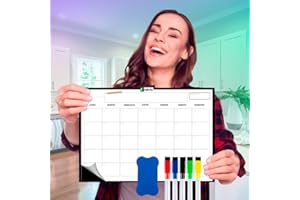 EVABRIS Calendario Magnetico Nevera, Tamaño Extragrande, Pizarra Magnetica Nevera, Planificador Semanal Mensual Nevera, Calendario Iman Nevera, Agenda Magnetica Frigorifico