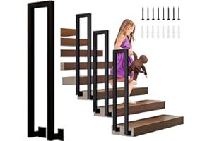 FUOIDYE Garde Corps Escalier, Rampe Escalier Intérieur en Forme de U, Montage LatéRal Rampe Extérieur, Garde Corps Noir, Main Courante U pour Villas, Balcons, Couloirs (Noir, 100cm)