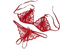 Copelsie Damen BH Set Spitze V Push Up Bügel BH Bra und Slip Unterwäsche Lingerie Panty Dessous Sets