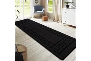 Cozy Haven Gel Backed Classic Rug Runner – Washable Hallway Carpet Runners, Non-Slip Floor Mats for Kitchen, Living Room, Corridor, Entryway, Door Entrances (Black, 60x110 cm)