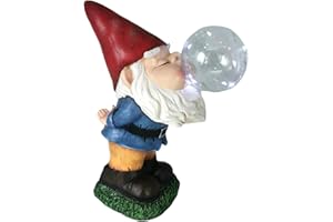 TIN Dreams Factory Nain de Jardin Decoration Exterieur, Statue Jardin Exterieur GNOME en Resine, Decoratif avec Lampe Solaire Rechargeable, Statuette Peint à la Main, Decoration Humor Cadeau Drole