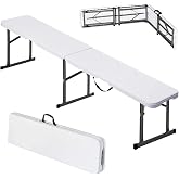 VEVOR Portable Plastic Folding Bench, 183 mm, HDPE Waterproof Outdoor Bench, Dining Seat for Picnic and Camping with Carry Ha